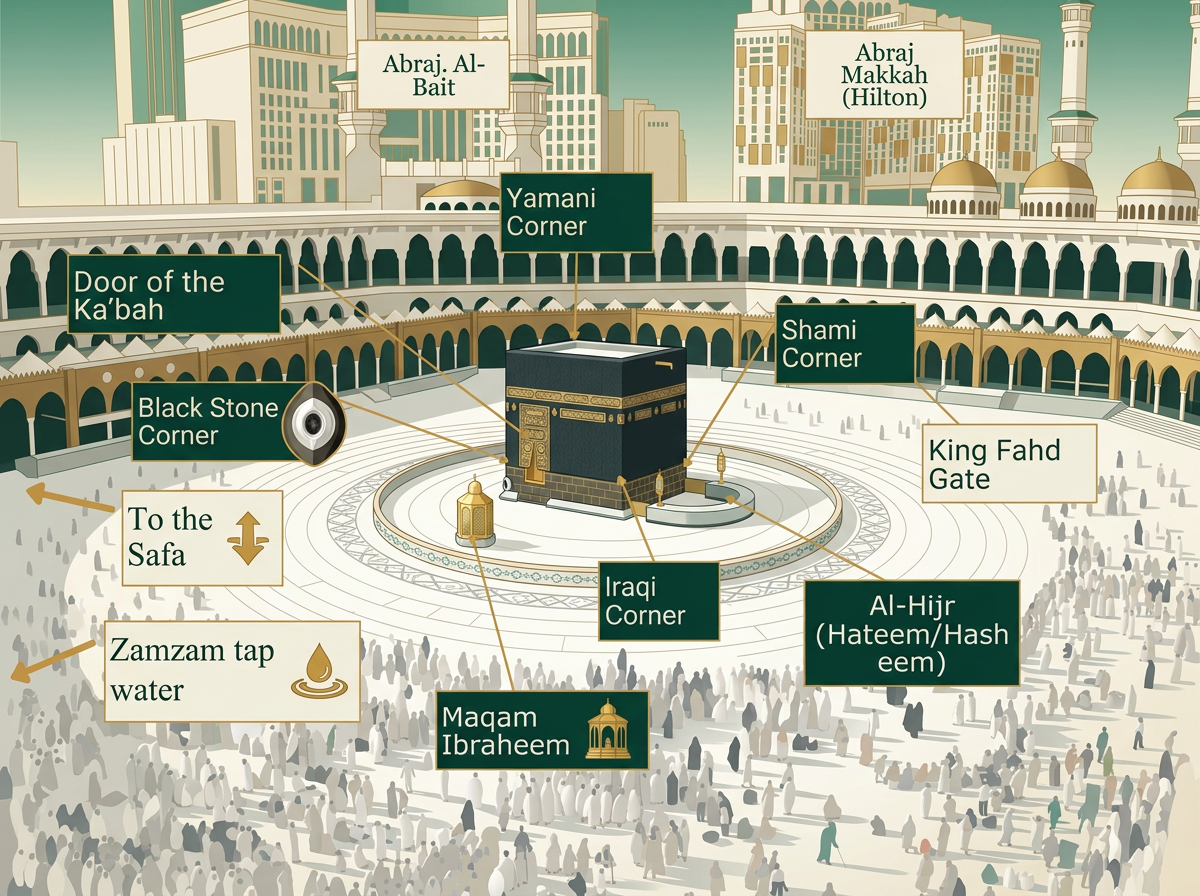 Labelled view of the Ka'bah and mataf