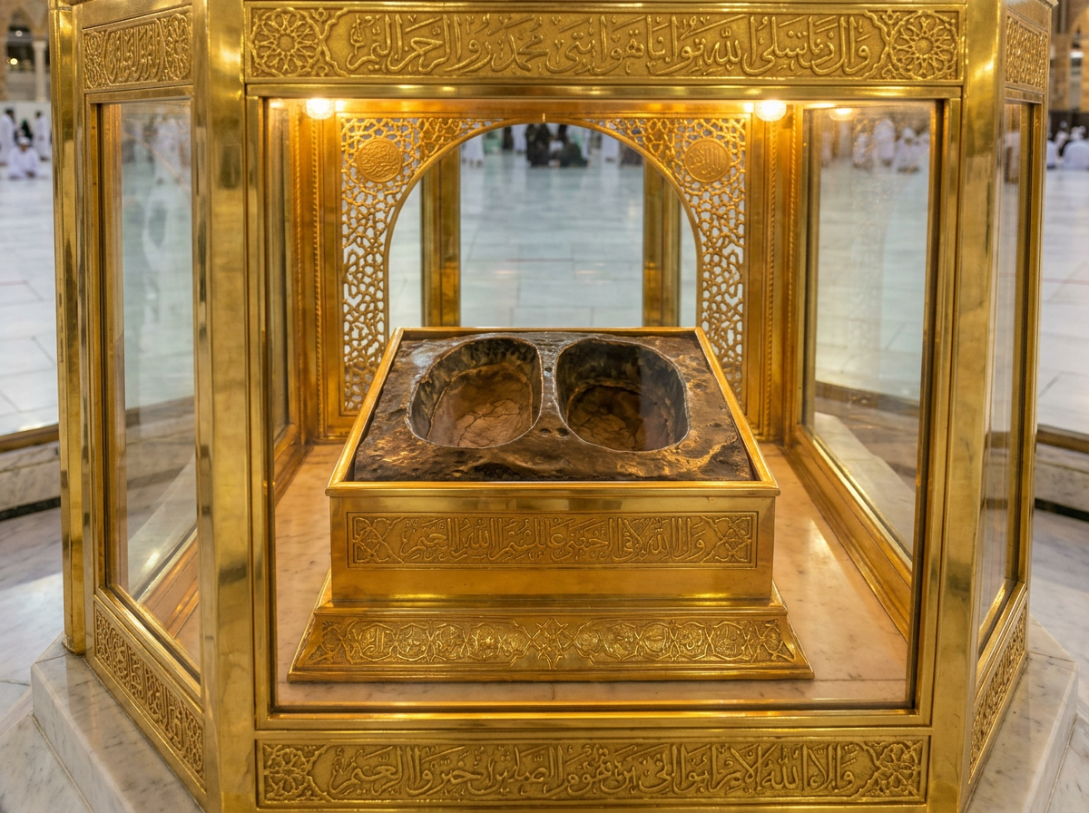 Footprints of Ibrahim inside Maqam Ibrahim